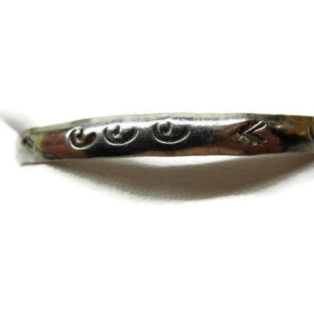 Hammered Southwest Swirl Design Bangle Sterling Silver 925 Vtg Bracelet Mexico